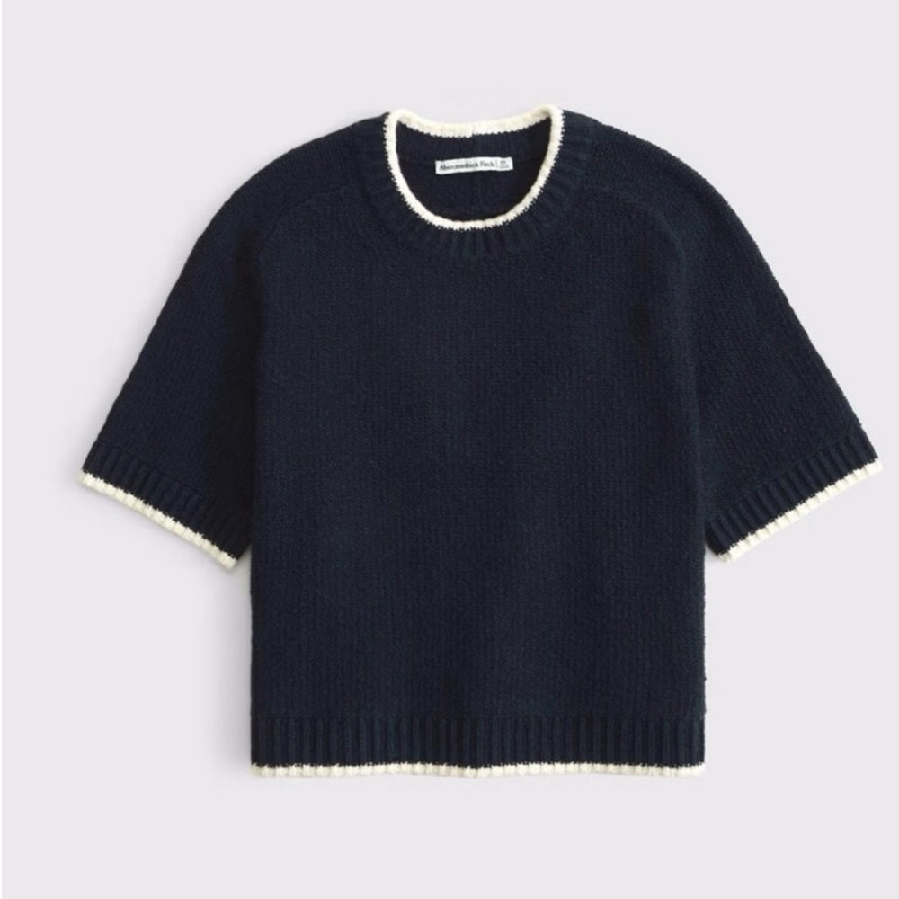 Abercrombie & Fitch | Madeline Textural Crew Sweater Tee | XL NWT Navy